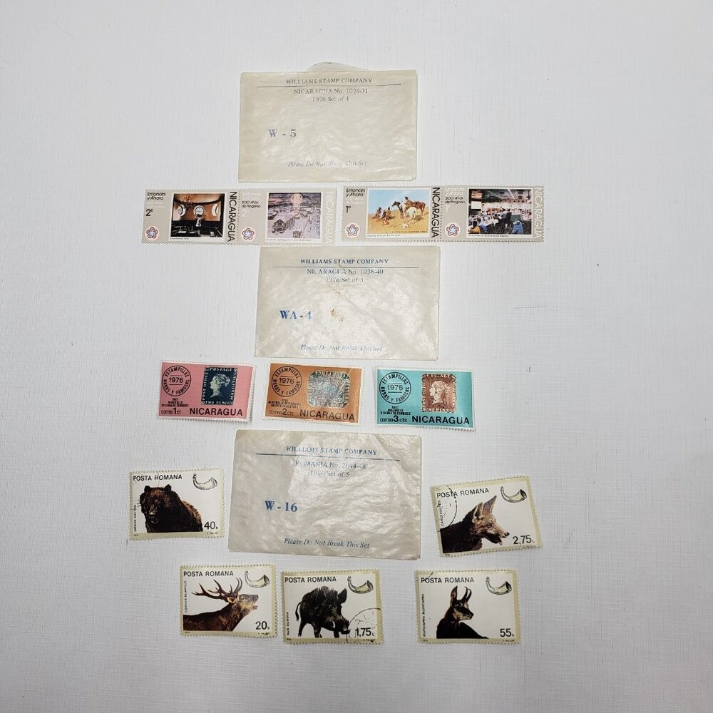 Collector Postmarked Stamps 7 Romania and 5 Nicaragua 1970's